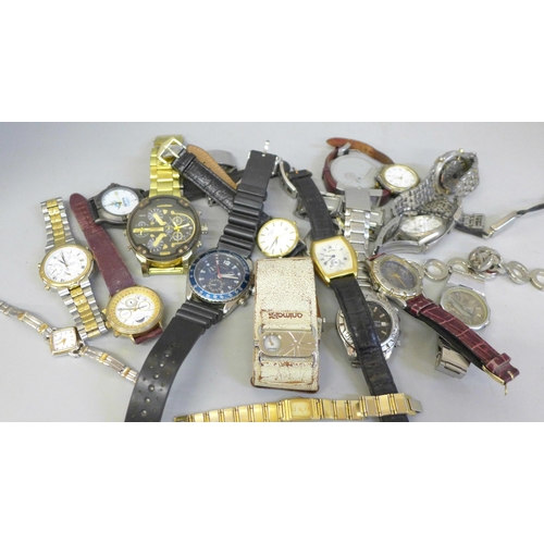 691 - Assorted lady's and gentleman's wristwatches including Tissot, Rotary, Emporio Armani, etc.