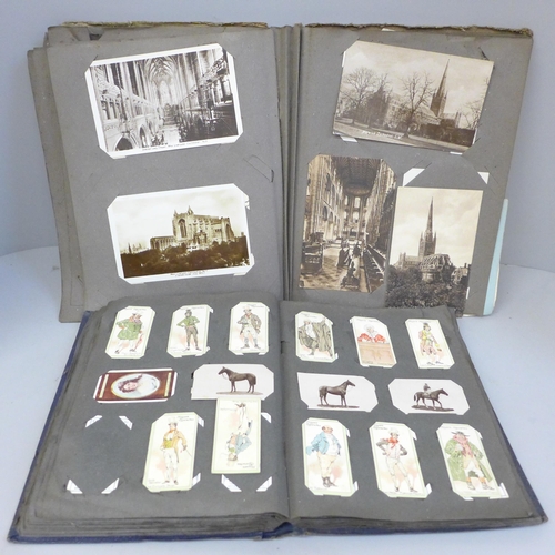 695 - An albums of church postcards and an album of Edwardian cigarette cards