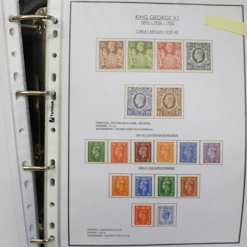 703 - Great Britain stamps; mint collection in binder with a couple of Queen Victoria items followed by 19... 