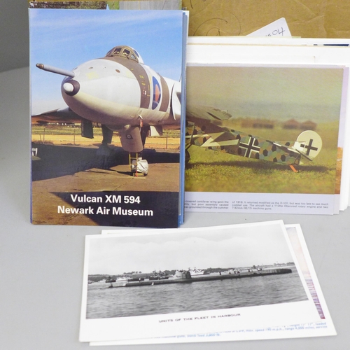 708 - Military ephemera; a box of military ephemera including official publications, postcards, etc.