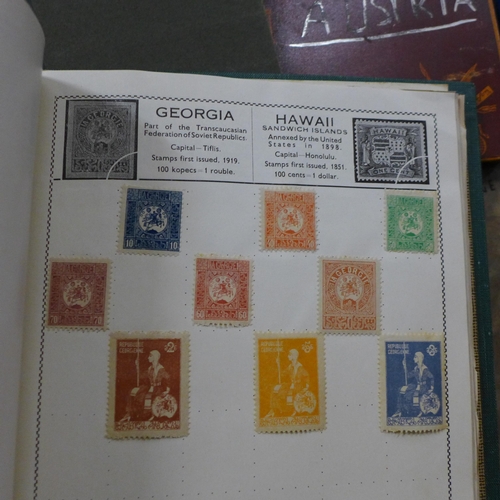 725 - World stamps; typical three generation family stamp collection housed in several albums including tw... 