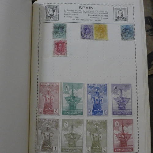 725 - World stamps; typical three generation family stamp collection housed in several albums including tw... 