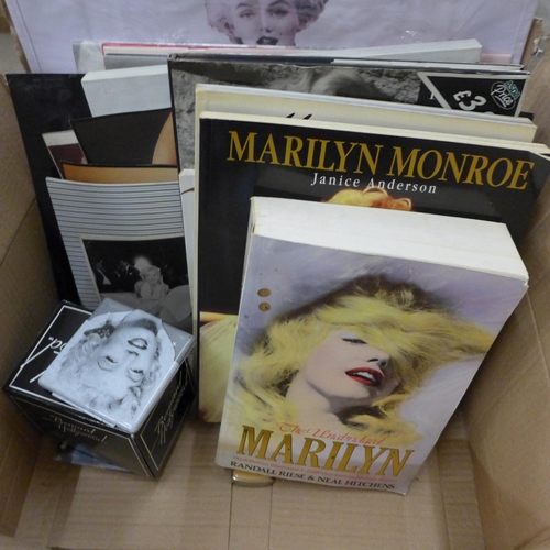 732 - A box of Marilyn Monroe memorabilia including prints, calendars, books, etc.