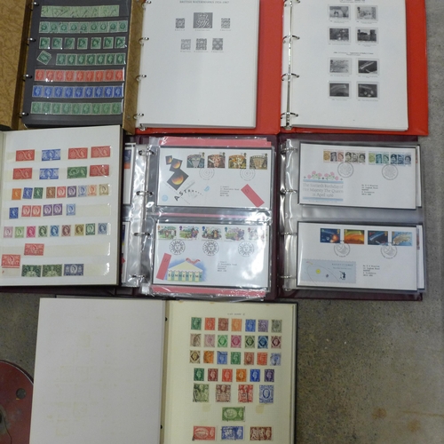 736 - Stamps; seven GB stamp and first day cover albums and contents