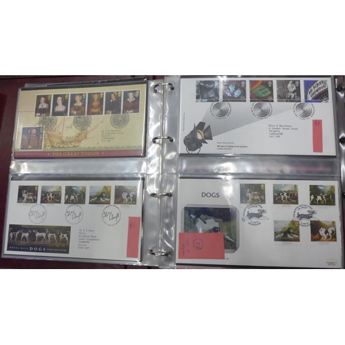 736 - Stamps; seven GB stamp and first day cover albums and contents