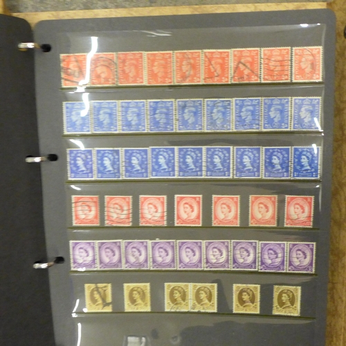 736 - Stamps; seven GB stamp and first day cover albums and contents