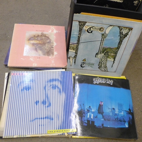 744 - A case of approximately 25 prog rock LP records including Yes and Genesis