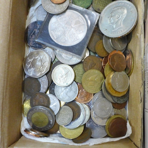 748 - A collection of commemorative crowns, coins; British and foreign