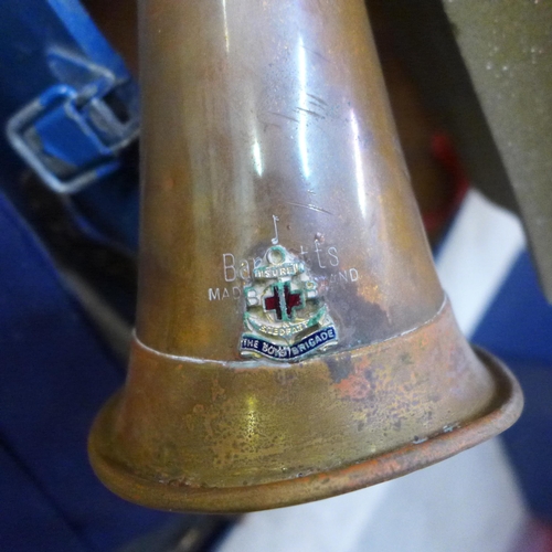 749 - The Boys' Brigade, a bugle with applied badge, belts and a cap