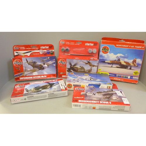 768 - Six Airfix military aircraft model aircraft kits