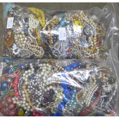 771 - Two bags of costume jewellery