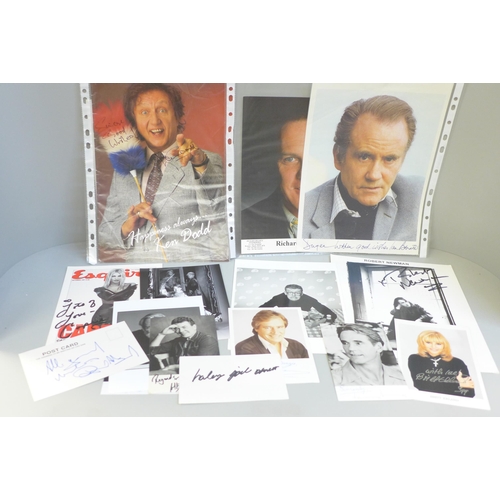 792F - Signed photographs including Britt Ekland, Jeremy Irons, Jo Brand, Robert Newman, etc.