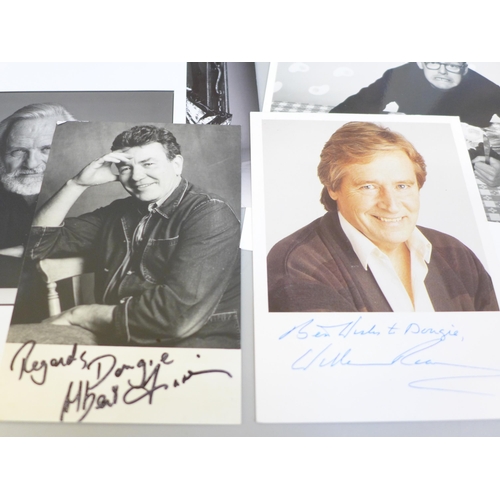 792F - Signed photographs including Britt Ekland, Jeremy Irons, Jo Brand, Robert Newman, etc.