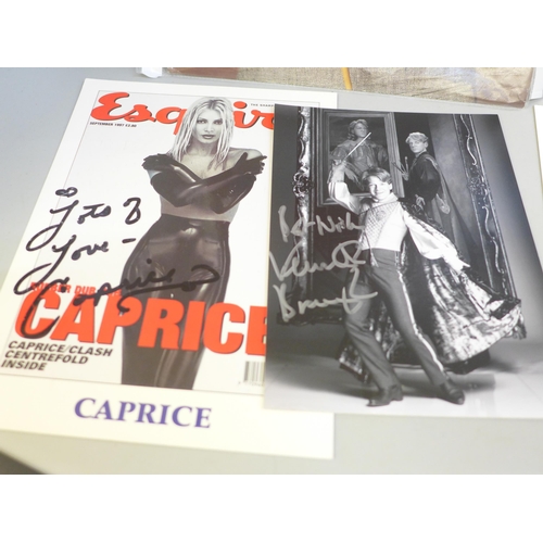 792F - Signed photographs including Britt Ekland, Jeremy Irons, Jo Brand, Robert Newman, etc.