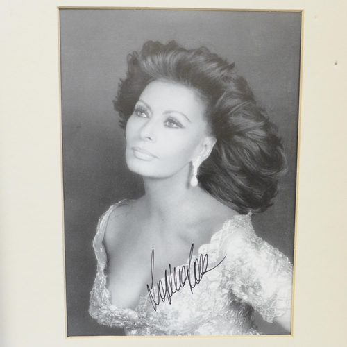 792K - Film star autographs; Angela Lansbury signed display and Sophia Loren signed display