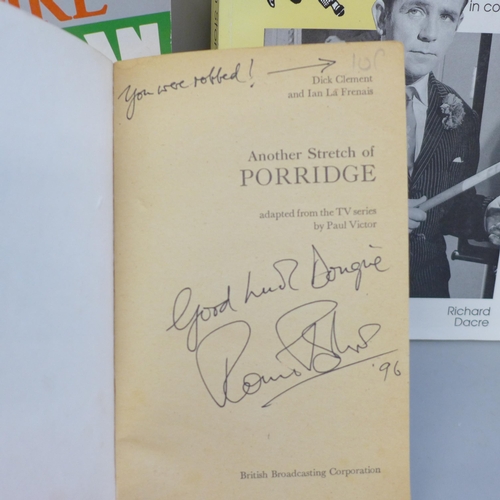 792L - Autographed comedy books, Ronnie Barker, John Cleese, Norman Wisdom and Spike Milligan (4)