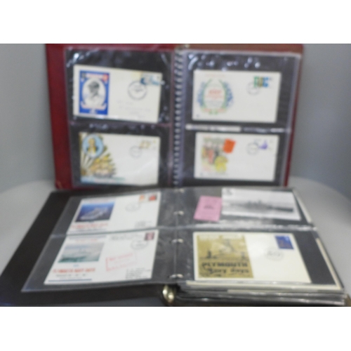 796 - A collection of first day covers in two albums, one Navy related and the other containing assorted f... 