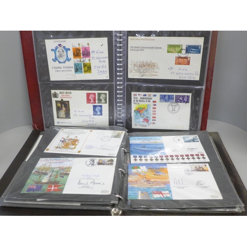 796 - A collection of first day covers in two albums, one Navy related and the other containing assorted f... 