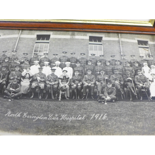 797 - A WWI panorama photograph of North Evington War Hospital, 1916 and a framed pen and ink drawing of a... 