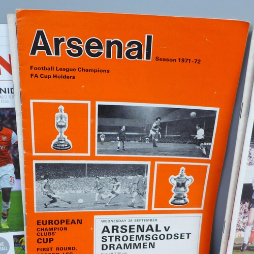 801 - Football memorabilia; Arsenal programmes for home games versus European opponents, including Spartak... 