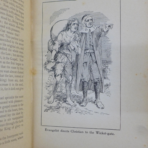 808 - A collection of books including The Holy War, The Pilgrim's Progress (2) by John Bunyan, Robinson Cr... 