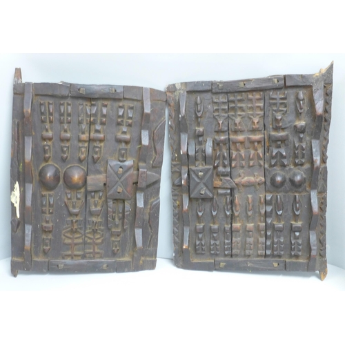 810 - Two African Dogon granary doors, Mali 1950s