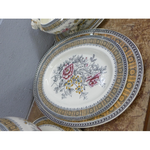 831 - W.T. Copeland & Sons 1903 pattern dinnerwares and Ovento tablewares, decorated with multi coloured f... 