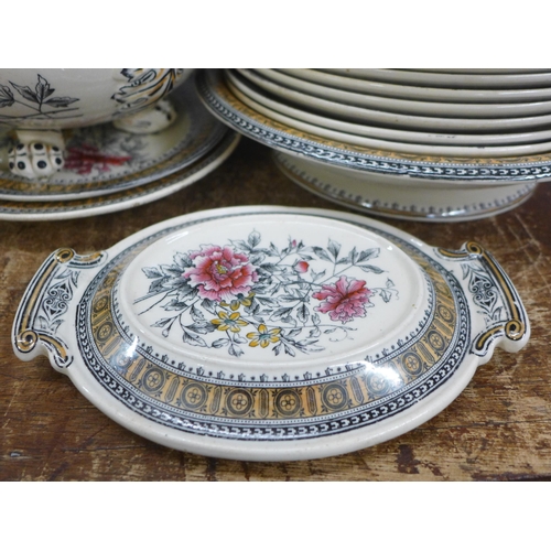 831 - W.T. Copeland & Sons 1903 pattern dinnerwares and Ovento tablewares, decorated with multi coloured f... 