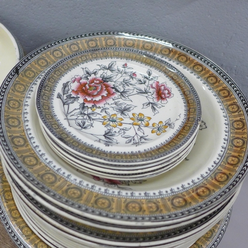 831 - W.T. Copeland & Sons 1903 pattern dinnerwares and Ovento tablewares, decorated with multi coloured f... 