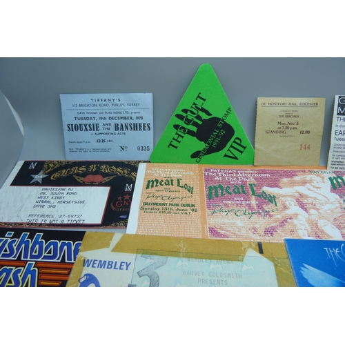 839 - A selection of pop music tickets including Ozzy Osbourne, Motley Crew, Alex Harvey Band, Bad Company... 