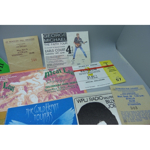 839 - A selection of pop music tickets including Ozzy Osbourne, Motley Crew, Alex Harvey Band, Bad Company... 