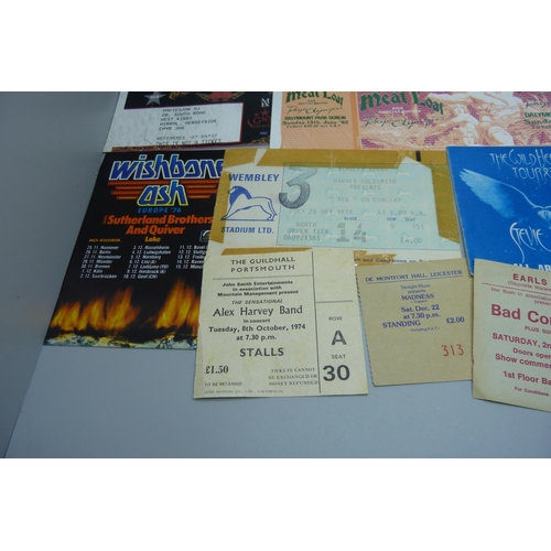 839 - A selection of pop music tickets including Ozzy Osbourne, Motley Crew, Alex Harvey Band, Bad Company... 