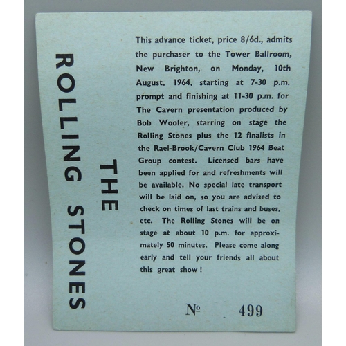 840 - A Rolling Stones 1964 Tower Ballroom ticket