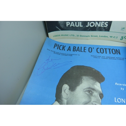 851 - Pop music signed sheet music, Paul Jones (Manfred Mann), Andy Fairweather Lowe, Esther and Abi Ofari... 