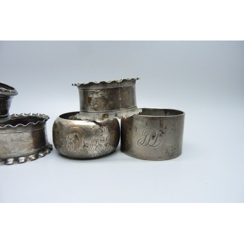 896 - Six silver napkin rings, 119g