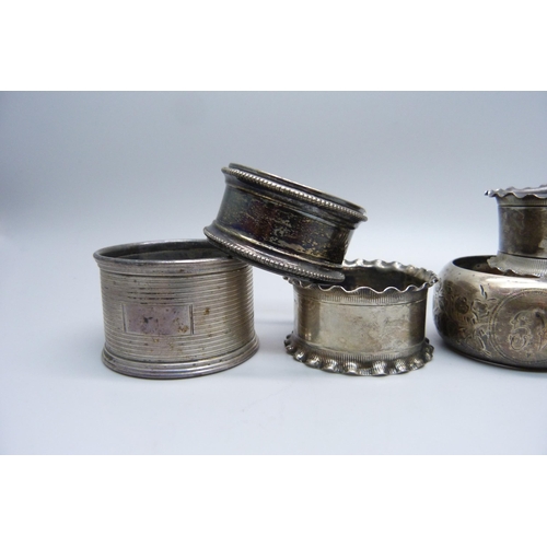 896 - Six silver napkin rings, 119g