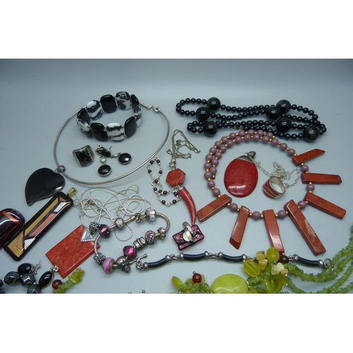 921 - A collection of stone set jewellery including silver mounted