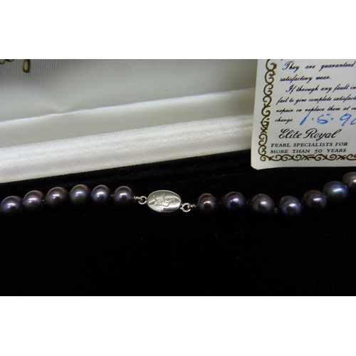 934 - An Elite Royal Tahiti coloured pearl necklace, boxed