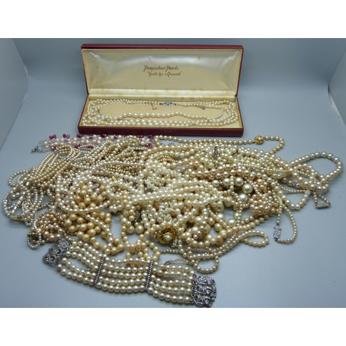 936 - Pearl jewellery including silver mounted