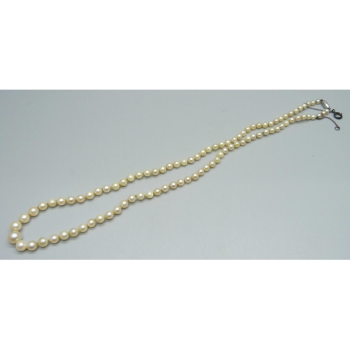 941 - A Ciro pearl necklet with 9ct white gold clasp, 46.5cm