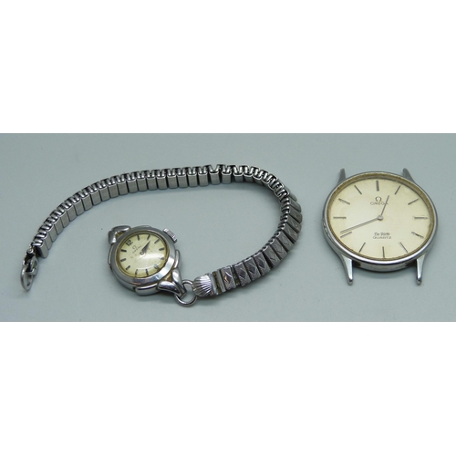 945 - A gentleman's Omega De Ville quartz wristwatch and a lady's Omega wristwatch