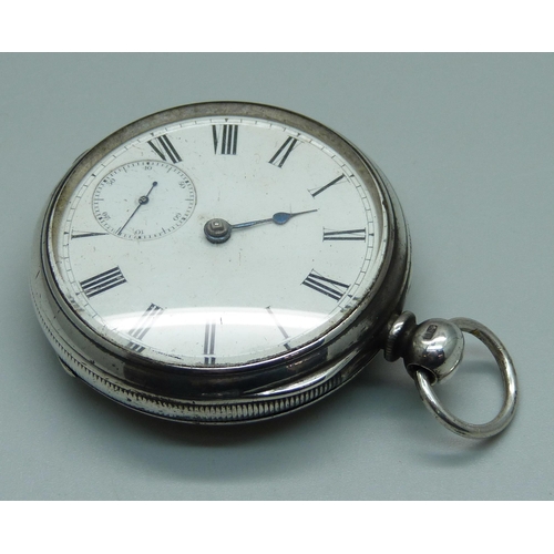 959 - A silver cased Waltham pocket watch, Chester 1875, a/f