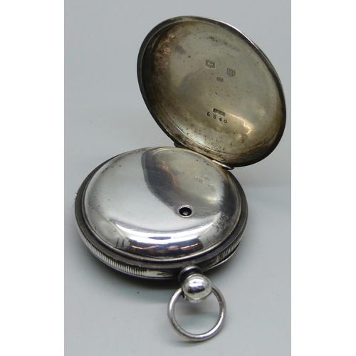 959 - A silver cased Waltham pocket watch, Chester 1875, a/f