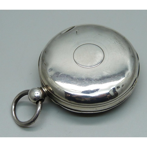 972 - A sterling silver pocket watch, dial marked Fattorini & Sons