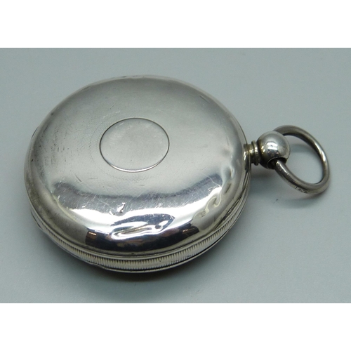 972 - A sterling silver pocket watch, dial marked Fattorini & Sons