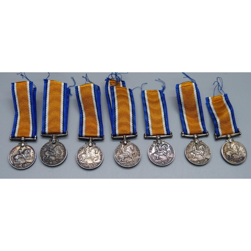 991 - Seven British War medal miniatures