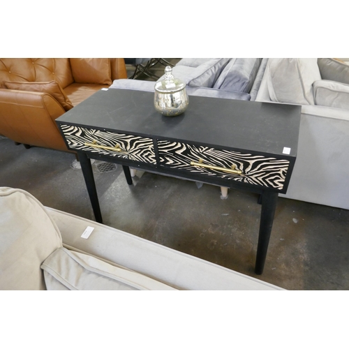 1454 - A zebra two drawer console table