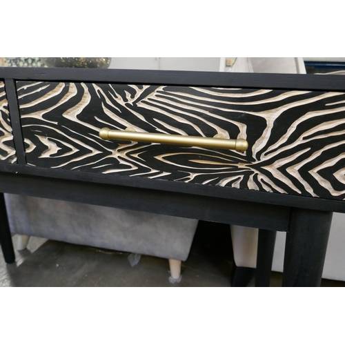 1454 - A zebra two drawer console table