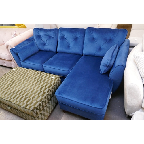 1473 - A blue velvet Hoxton L shaped sofa, RRP £1899