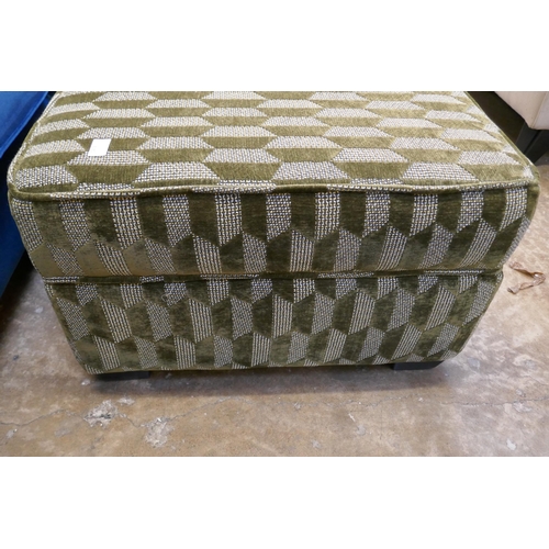 1474 - A green geometric upholstered footstool